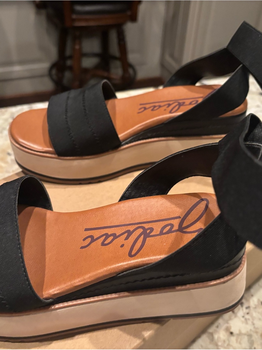 Zodiac Black Wedge Sandals by (Women)